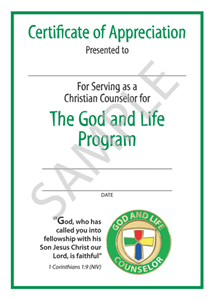 Picture of God & Life Counselor Certificate