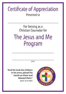 Jesus and Me Counselor Certificate